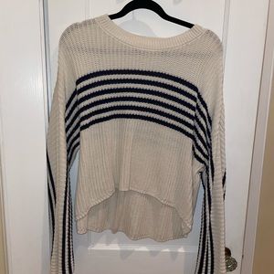 Aerie Medium Navy Striped Cream Sweater